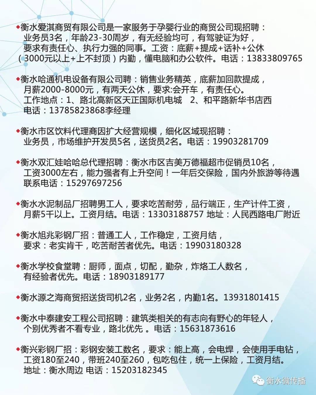 衡水市招聘网最新招聘